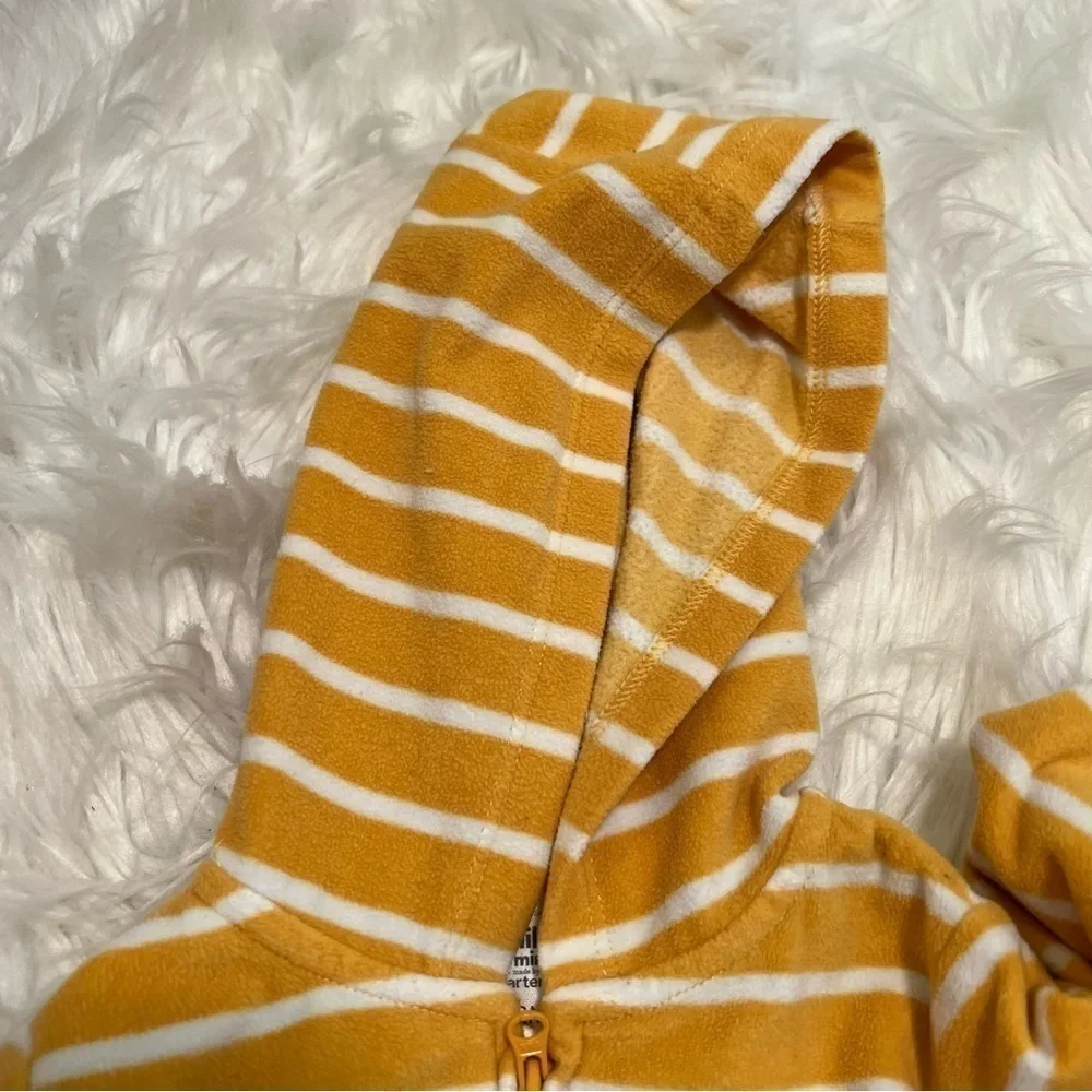 Child of Mine by Carter's Baby Sz 12 Months Fleece Hoodie Yellow Stripe Tractor